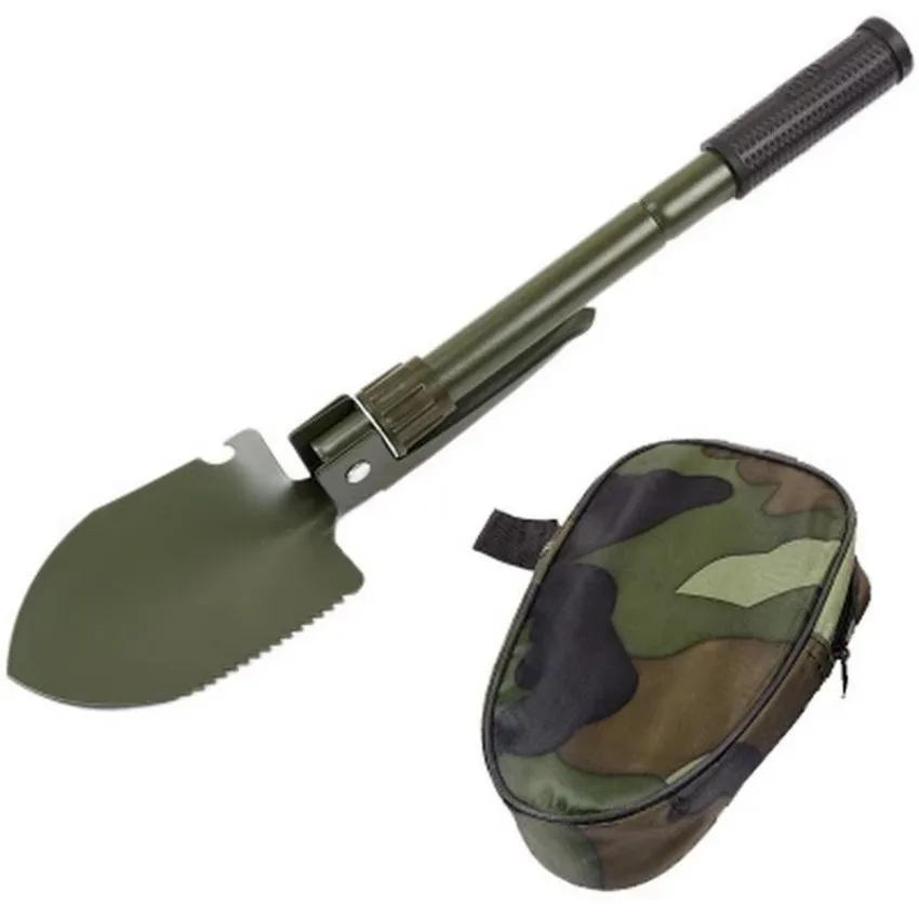 Outdoor Camping Multi-functional Foldable 4-in-1 Stainless Steel Lifesaving Shovel For Camping Compact Outdoor Engineering Tool