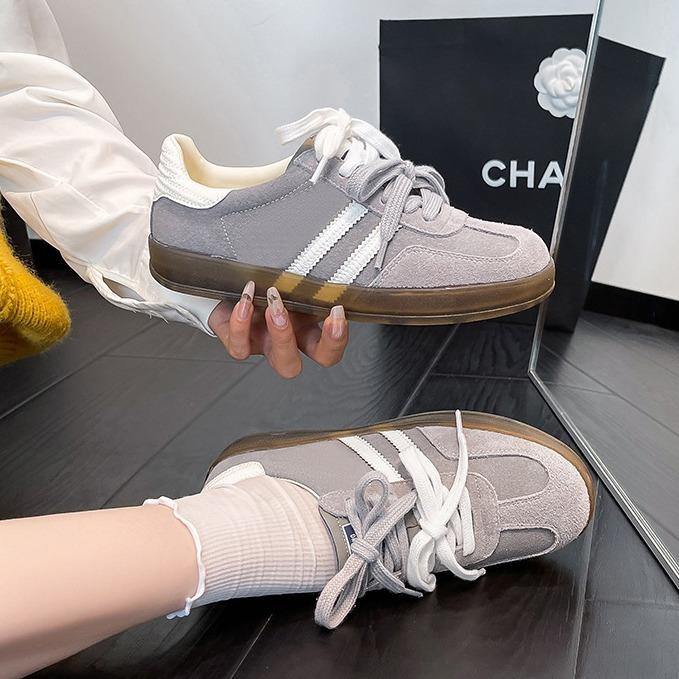 Strawberry Xiong Dexun Shoes 2025 New Pink Casual Shoes Versatile Little White Shoes Inner Height Increase Retro Dexun Shoes Women's Shoes