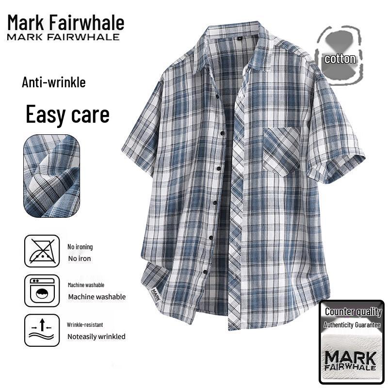 Mark Fairwhale Men s Plaid Short Sleeve Casual Shirt 4XL