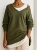 Casual V-Neck Long Sleeve Loose Pullover Mesh Fabric Multi-Coloured Womens Tops Sweatshirt Comfortable Fit Trendy Versatile for Spring Autumn