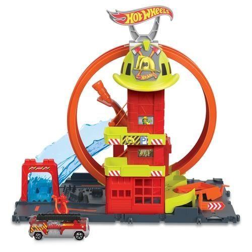 Caserne De Pompiers - Hot Wheels - Super Fire Station - Multicolore - 4 Ans - Inclus Camion De Pompiers