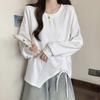 Irregular Women's Hoodie Korean Version Loose Solid Color Drawstring Design Ladies Hoodless Sweatshirt Autumn Casual Versatile Famale Long Sleeved Top