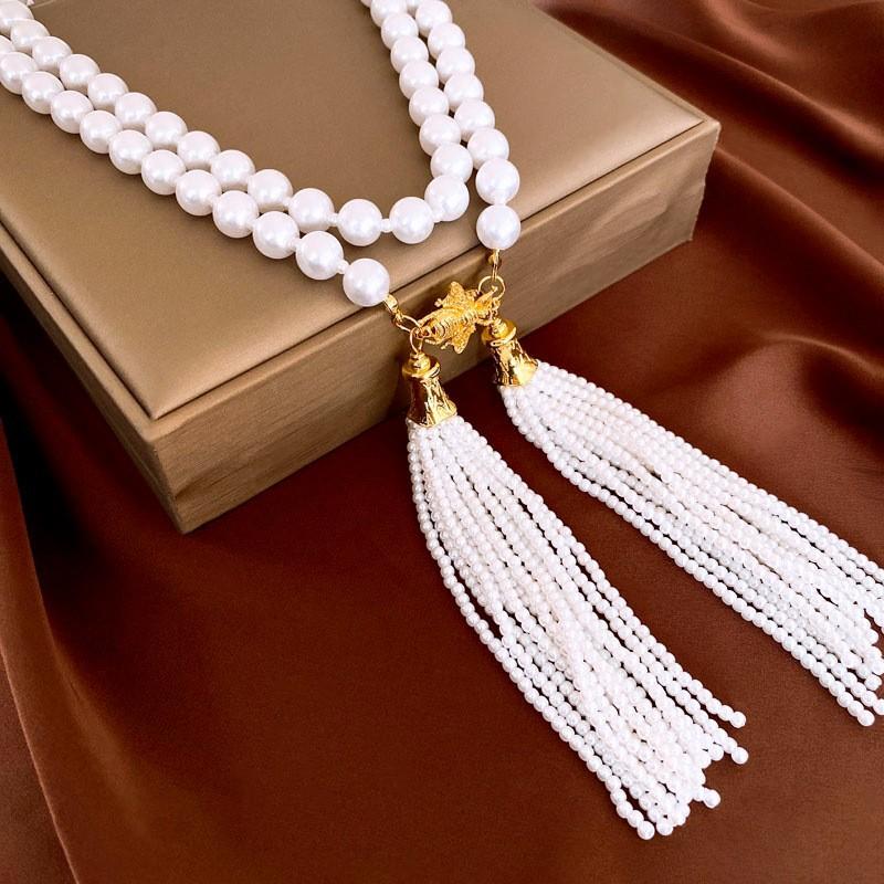 Butterfly Drop Oil Pearl Faux Crystal Necklace Versatile High-end Clavicle Chain Niche Design Jewelry Women