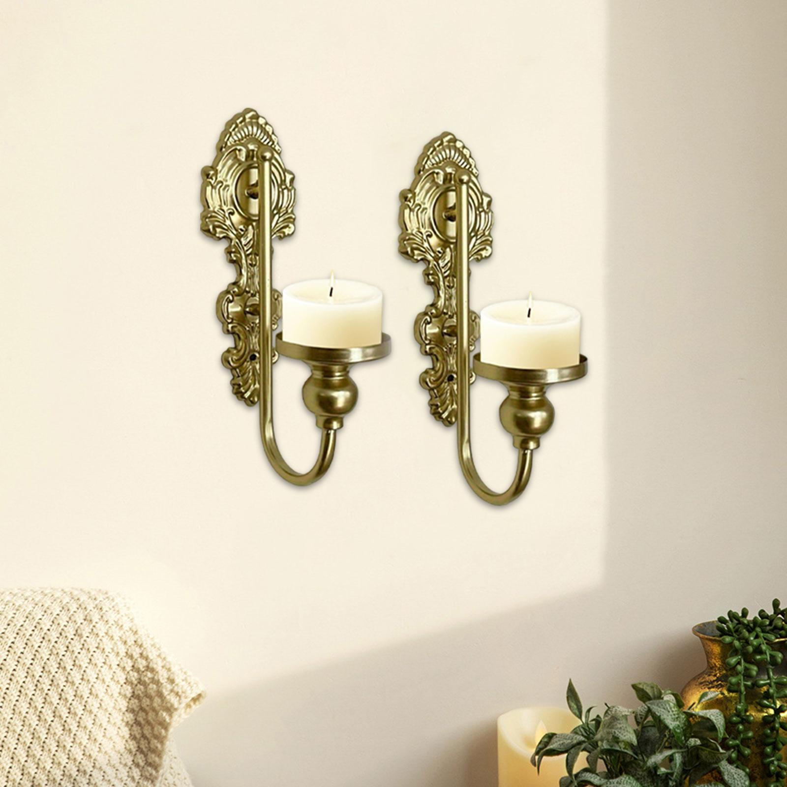 

2x Candle Holder Candlestick Stand Multi Purpose Metal Ornament Wall Mounted for Wedding