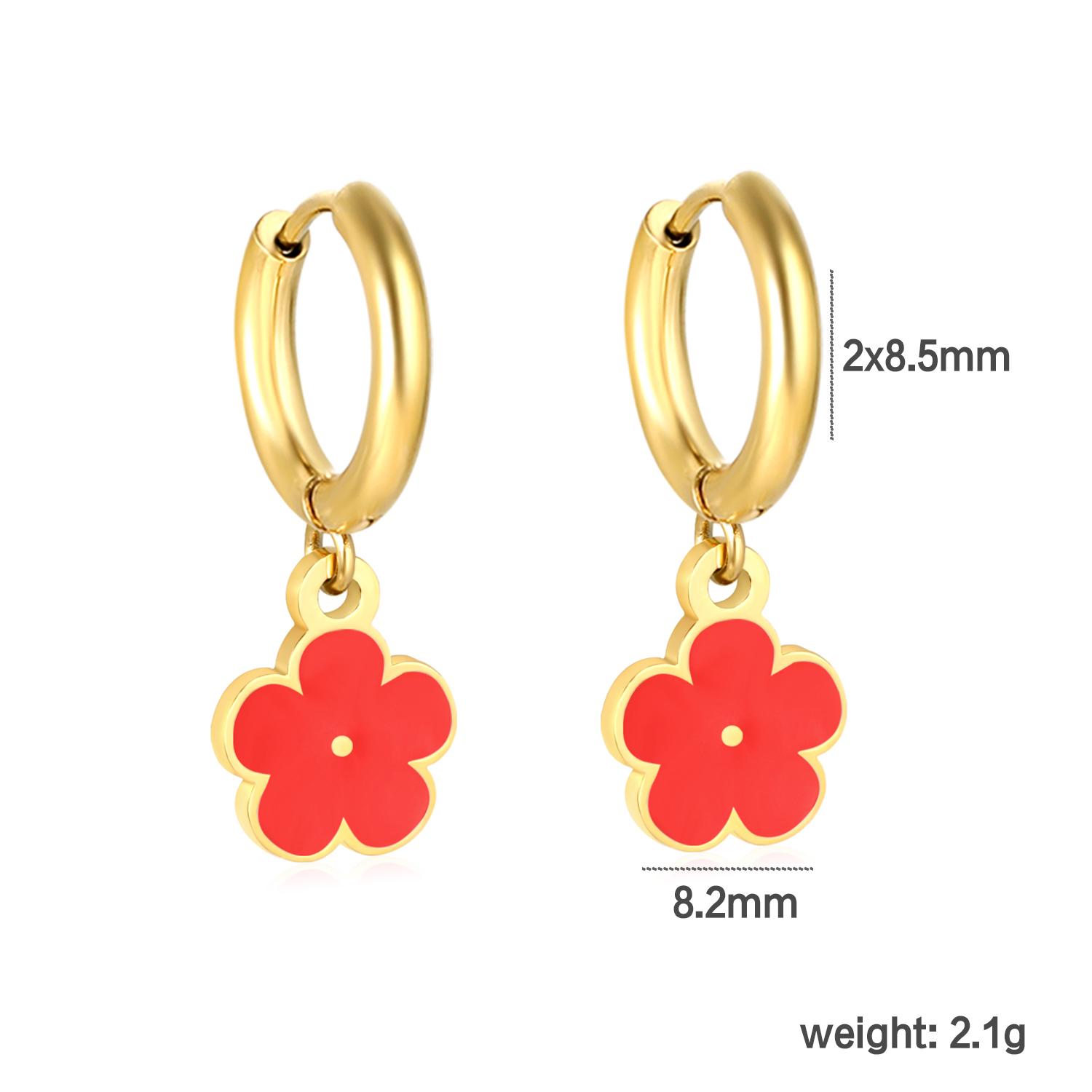 

Colorful Flower Pendant Earrings for Girls, Fashion Design, INS Stainless Steel Gold-Plated Jewelry, Waterproof Accessories