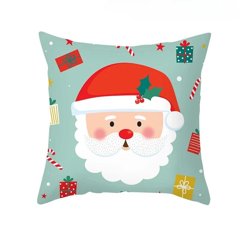 1 Piece of Christmas Decoration Pillowcase Cartoon Santa Claus Snowman Pattern Sofa Cushion Suite Room Home Decoration Gift