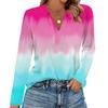 Women's Fashion Casual Lapel Short Long Sleeve Print Shirt Women's V-Neck Tops