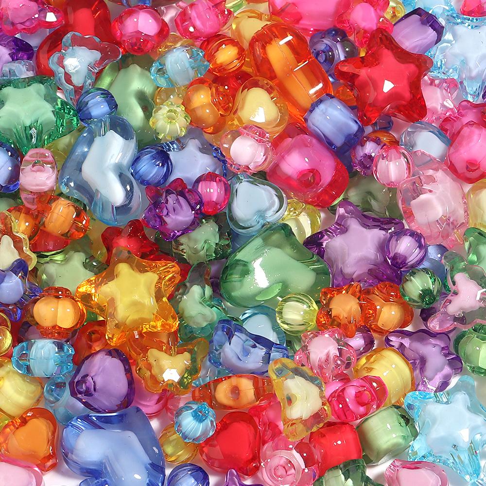 20-50pcs Candy Color Acrylic Beads Mixed Color Star Heart Lantern Butterfly Loose Beads For DIY Jewelry Making Bracelet Keychain