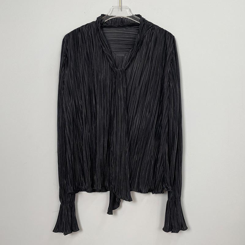 New V-Neck Trumpet Sleeve Loose Fit Casual Long-Sleeve Women's Top