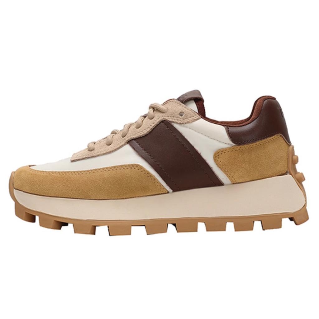 Niche Retro Platform Dad Shoes Korean Version of Color Matching Running Genuine Leather Forrest Gump Shoes 2025 New Soft-soled German Train