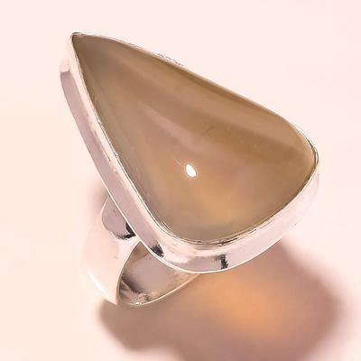 Modrý krajkový achátový drahokamový prsten Ručně vyráběný Starožitný design Jemné šperky 7" t1D07
