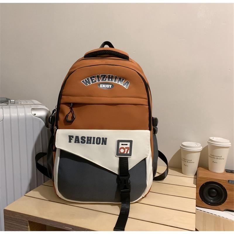 

Girl Schoolbag Female High School Students Korean Junior High School Girls with Spine Protection Burden Reduction Large Capacity Durable Backpack Orange