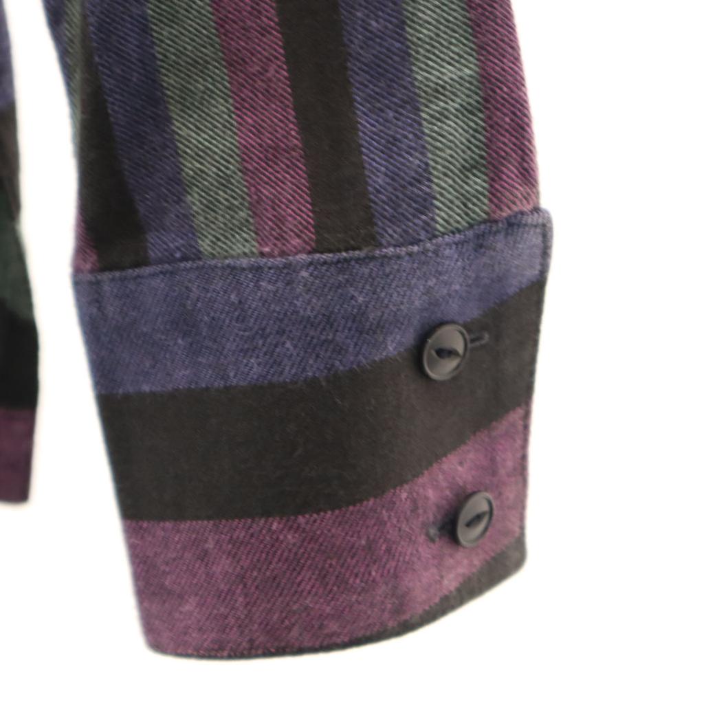 ISSEY SPORT 90s Made In Japan Old Border Pattern Long Sleeve Open Collar Shirt Women Used