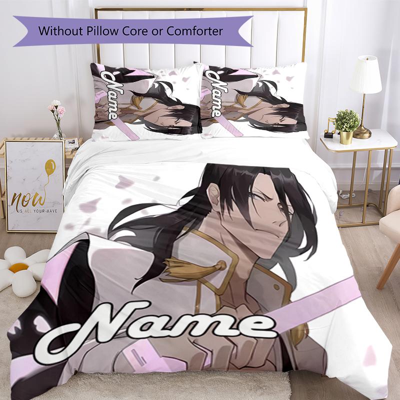 3pcs Custom Name Byakuya Kuchiki Bedding Set Duvet Cover Closure Includes 1 Duvet Cover & 2 Pillowcases for All Seasons Bedroom Decor