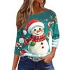 Women's 3D Snowman Printed Christmas Theme Round Neck Long Sleeve T-shirt Casual Comfortable Polyester Christmas Party Pullover