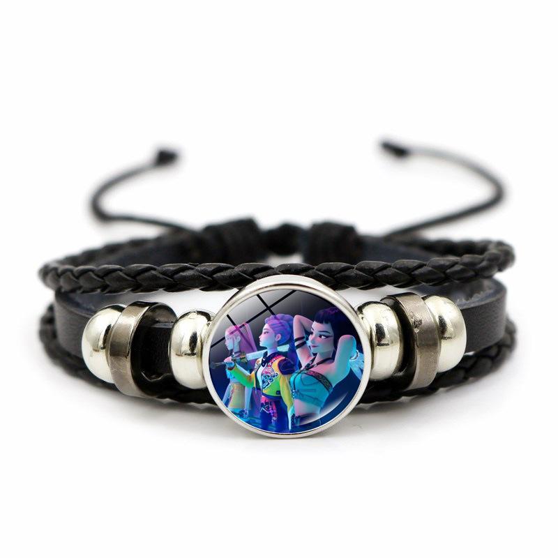 KPop Demon Hunter Bracelet Cartoon Anime Cosplay Bracelet Woven Rope Chain Pendant Fashion Accessories Girl Peripheral for Fans