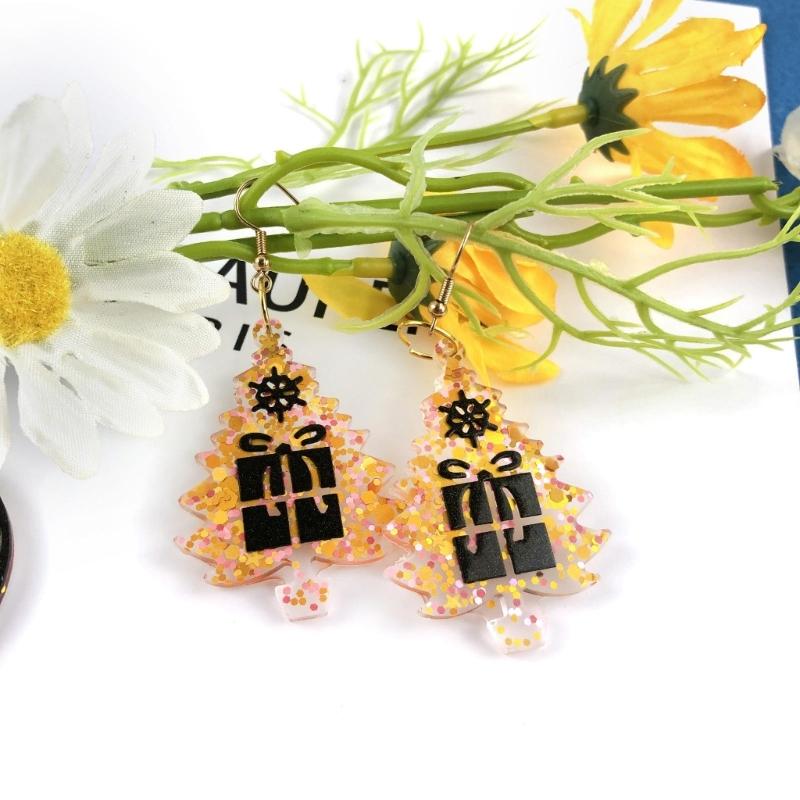 9 Pcs Diy Christmas Tree Assembled Earrings Mold Crystal Epoxy Diy Decorative Pendants Jewelry Resin Mold for Crafts