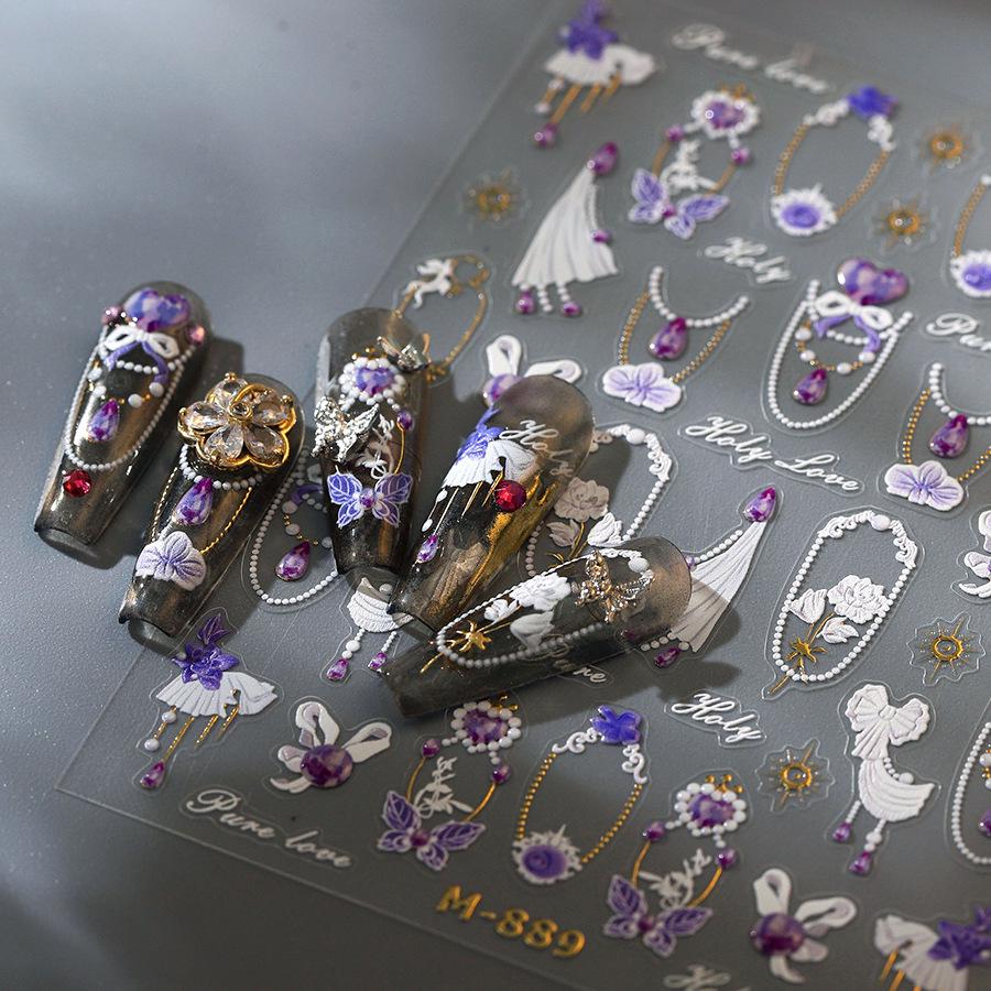 

TENSOR Embossed Gold Dreamy Jelly Nail Art Stickers M-889