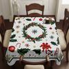 Christmas Poinsettia Holly Snowflake Waterproof Tablecloth Table Decor Winter Xmas Kitchen Table Runner Christmas Decorations