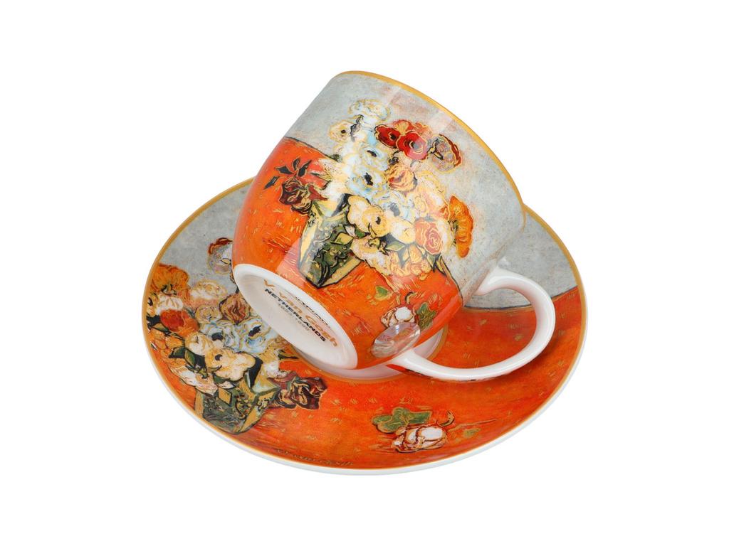 Set of 2 Cups with Saucers Van Gogh Roses Carmani Gift Set