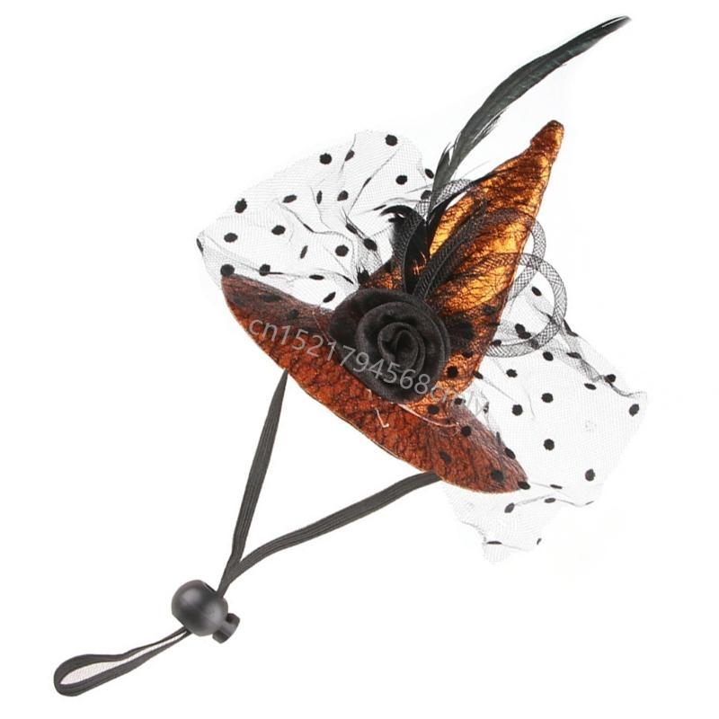 Hundar Häxhatt Cosplay Hundar Halloweenfester Häxhatt för Fotografering 6XDE