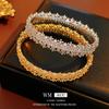 Elegant Hollow Out Floral Edge CZ Stone Inlaid Gold Plated Copper Bracelet Women Lightweight Fashionable Accessory