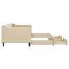 Extendable Daybed with Drawers Cream 80x200 Cm Fabric