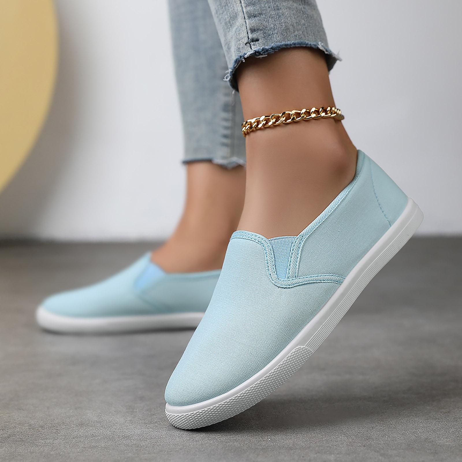 

Flat Women Shoes Casual Men S And Women S Fashionable White Flat Canvas Shoes Slip Casual Shoes Shoes For Woman 36 світло-синій колір
