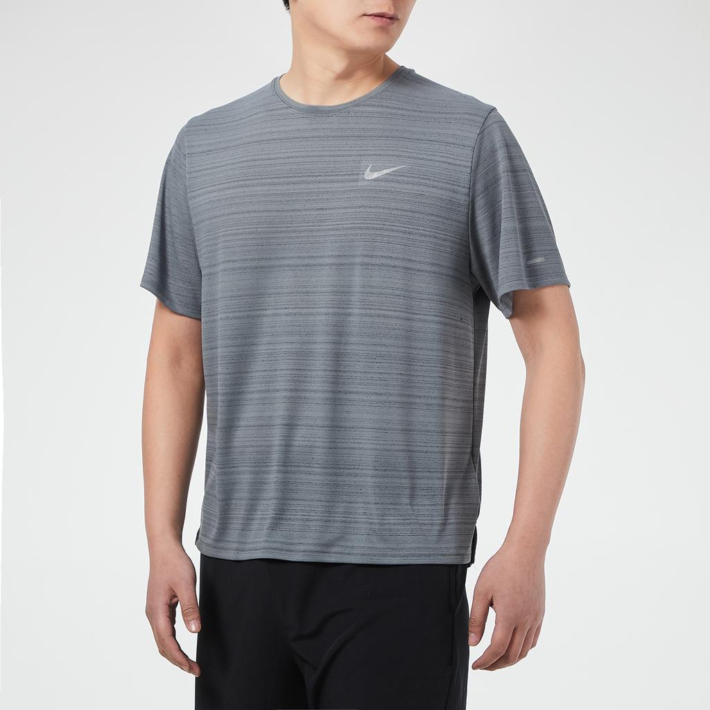 Nike Dri-Fit Miler Lauf-Trainings-Kurzarm-T-Shirt Herren Tops Rauchgrau CU5993-084