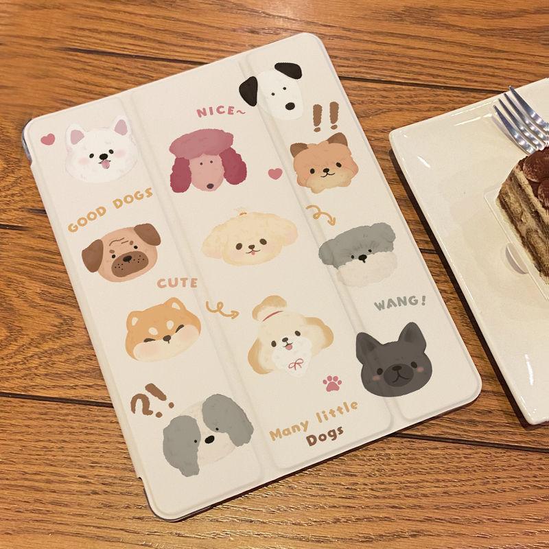 Niedliche Cartoon-Hundehülle für iPad Air4/5 10,9 Zoll, dreifach gefaltete Silikonhülle für iPad mini4/5 7,9 Zoll Pro11/12,9 Zoll 2021/20/19 gen9/8/7 10,2 Zoll