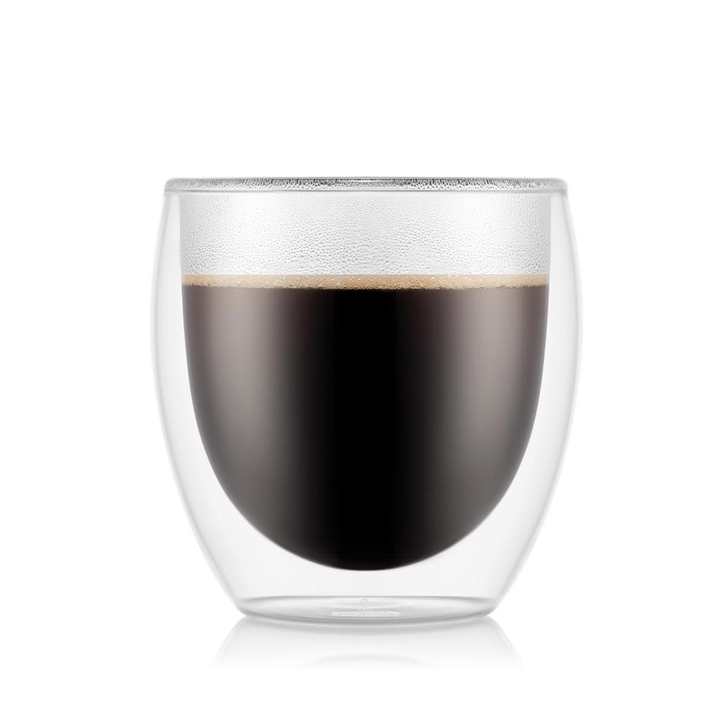 BODUM PAVINA Double-Walled Glasses, 250ml, Set of 6, Insulates Hot and Cold Drinks, Double-Walled, Heat-Resistant, Microwave, Oven, Dishwasher, and