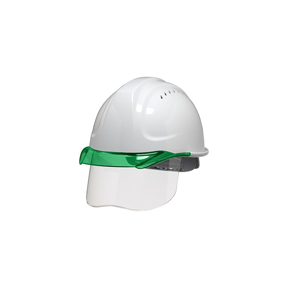 DIC Plastic Shielded Helmet with Ventilation Aero Mesh White/Green for Work