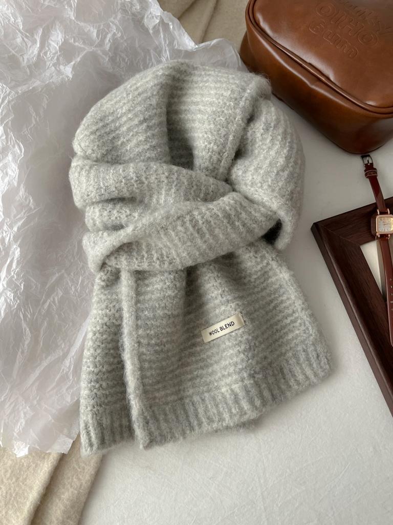Quality wool-containing knitted scarf women's autumn and winter Korean atmosphere warm solid color wool scarf trendy manufacturer