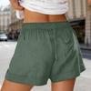 Damen Farbe Lässige Shorts Hohe Taille Mit Knöpfen Taschen Locker Weites Bein Hosen