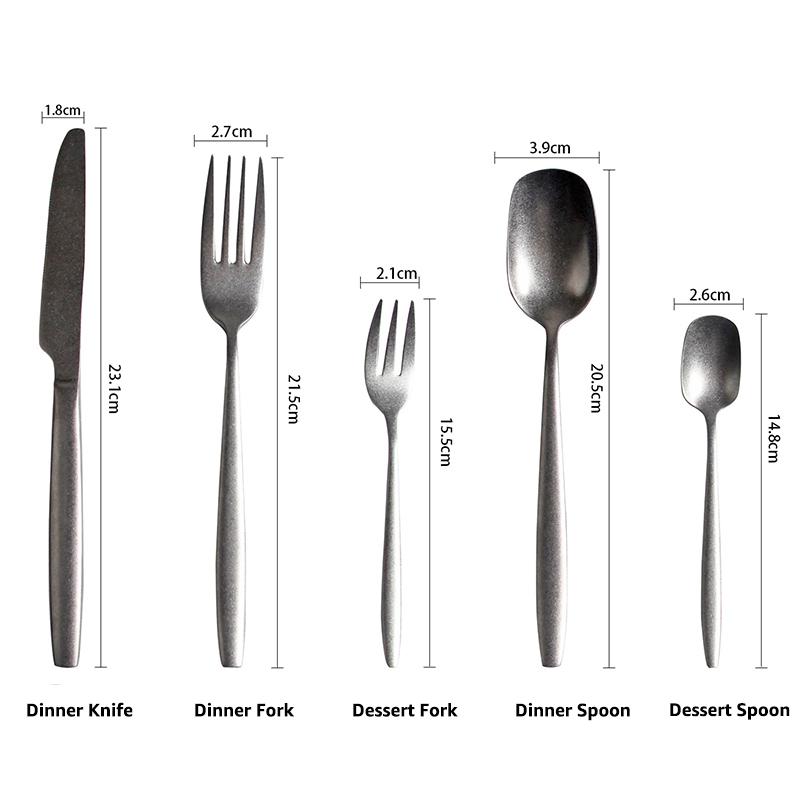 20Pcs Dinnerware Set Retro Stainless Steel Cutlery Set Matte Silverware Knife Fork Spoon Tableware Flatware Set Dishwasher Safe