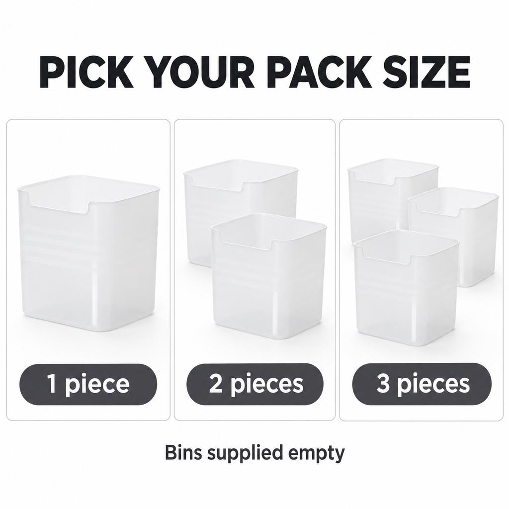 Frosted PP Refrigerator Door Storage Bin, 10 x10 x11cm, 1 / 2 / 3 Pieces