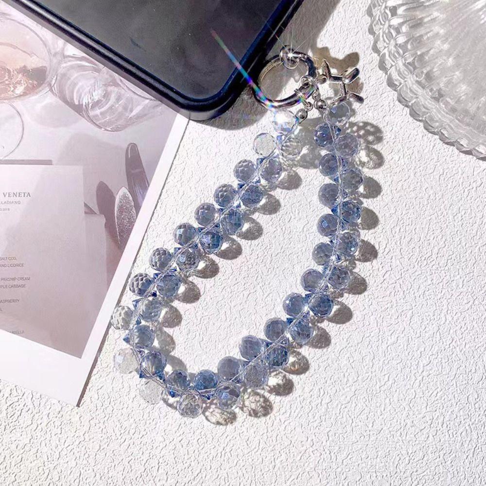 Color Rhinestone Crystal Bead Phone Strap Wrist Chain Mobile Phone Lanyard  Phone Case Accessories