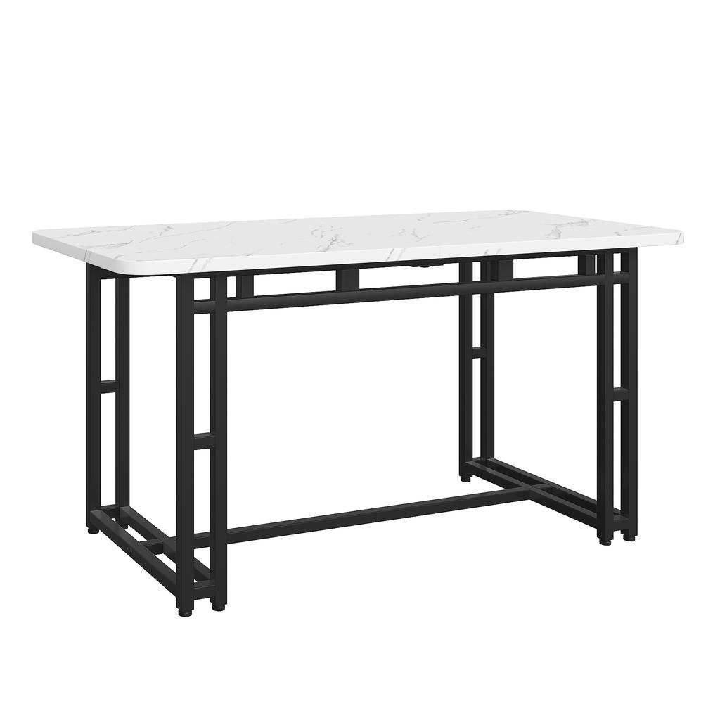 120x70cm Light Luxury Dining Table, Metal Frame, Rectangular Modern Kitchen Table with Metal Legs for Dining Room Living Room, Black Table Legs