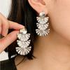 New Exaggerated Punk Metal Three-layers Design Pendants Fan-Shaped Stud Earrings for Women Simple Geometry Earring Party Jewerly