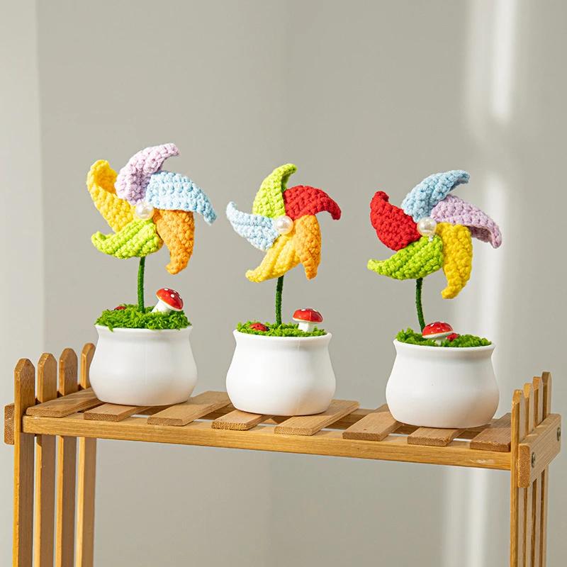 Pig Crochet Flower Decorative Flower Potted Kawaii Knitted Pot Flower Wedding Party Room Decor Potted Kawaii Knitted Pot Pig