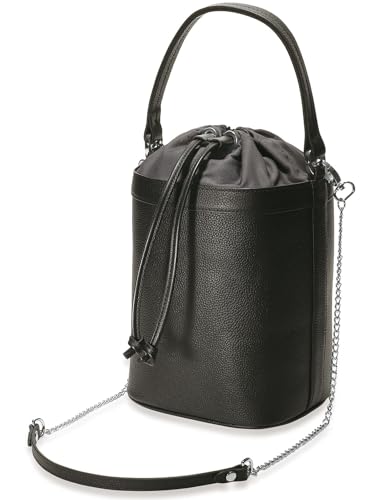 

[BLUE SINCERE] Shoulder Bag, Drawstring Bag, Genuine Leather, Women s, with 2 Chain Straps, Lightweight, Small Handbag, Travel Bag, Commuter Bag / SHB