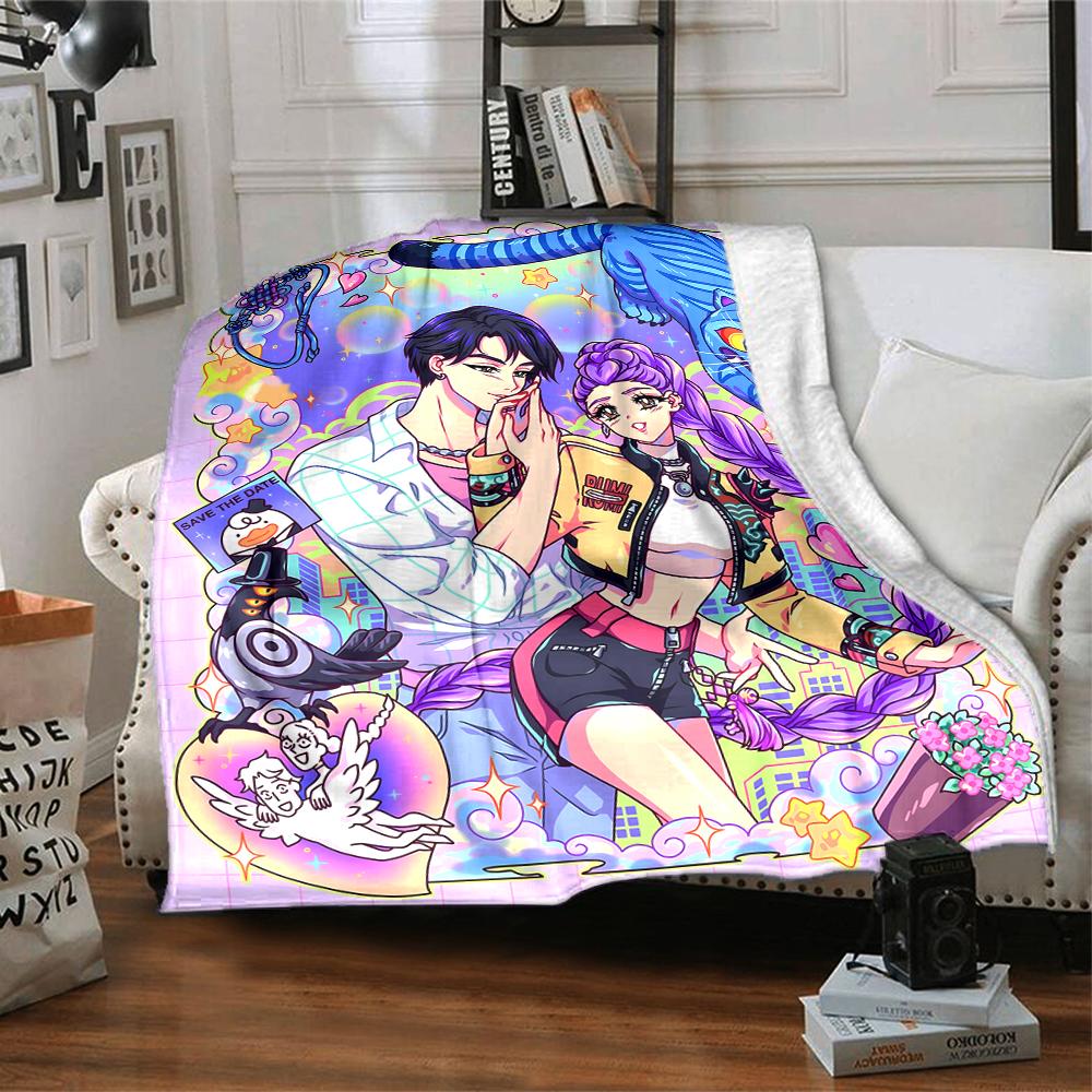 1pc KPop Demon Hunters18 Blanket, Gift, for Men and Women, Soft Blanket, Good for Sofa Bed Couch Travel, Lightweight Flannel Blanket