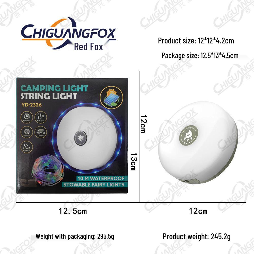 Solar LED Camping Lantern: 10m Warm Light String for Outdoor Tent Atmosphere Solar Warm Light 10M / 2000mAh