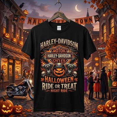 Funny Halloween Harley Motorcycle T-Shirt #6, Iconic Character, Black Size S-5XL