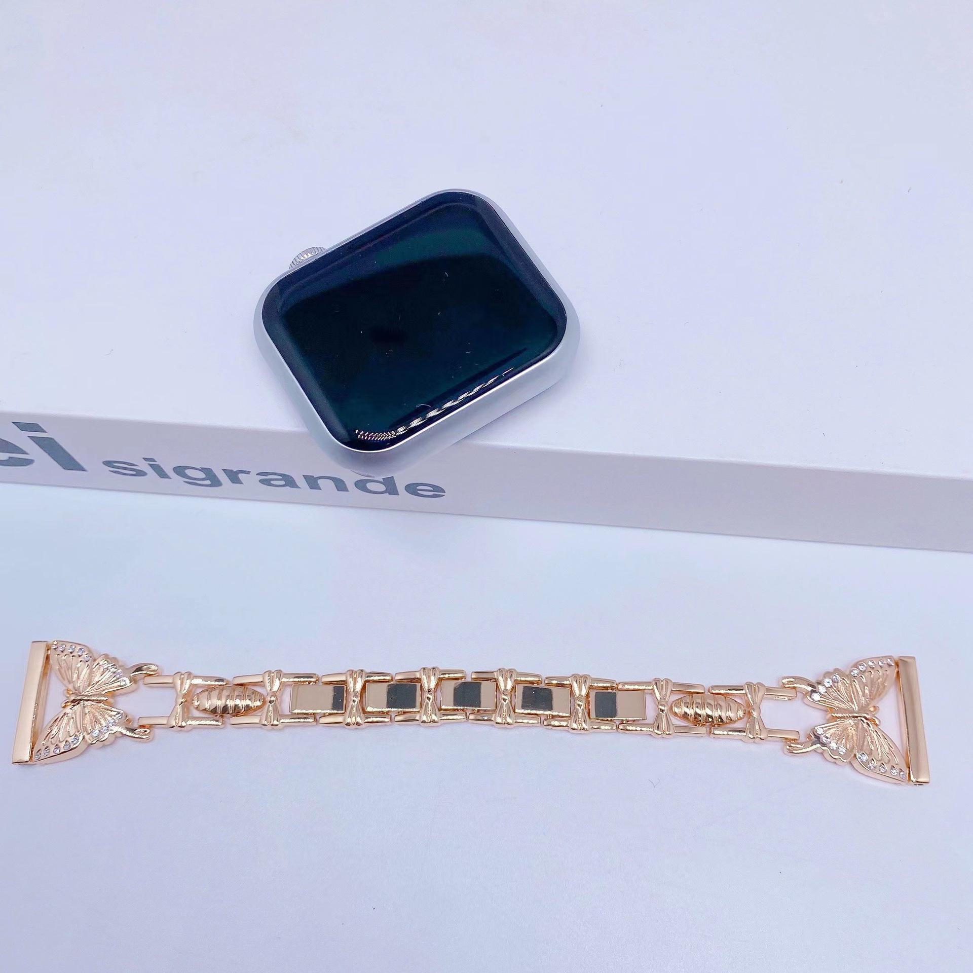 

Модный металлический ремешок-цепочка с бабочками, инкрустированный бриллиантами, для Samsung Galaxy Watch 4 и Active2 20MM