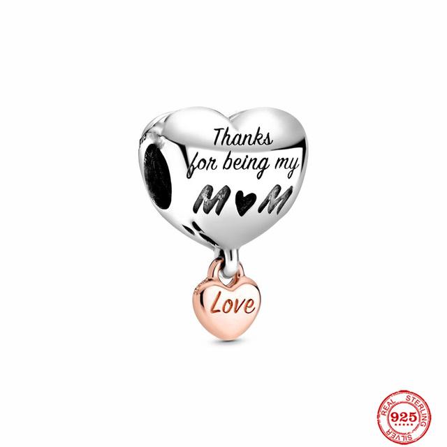 S925 Silver Fine Beads Fit Fasion Original Bracelet Necklace Pendant Women Love Couple Dangle Shiny Mom Charms Jewelry 