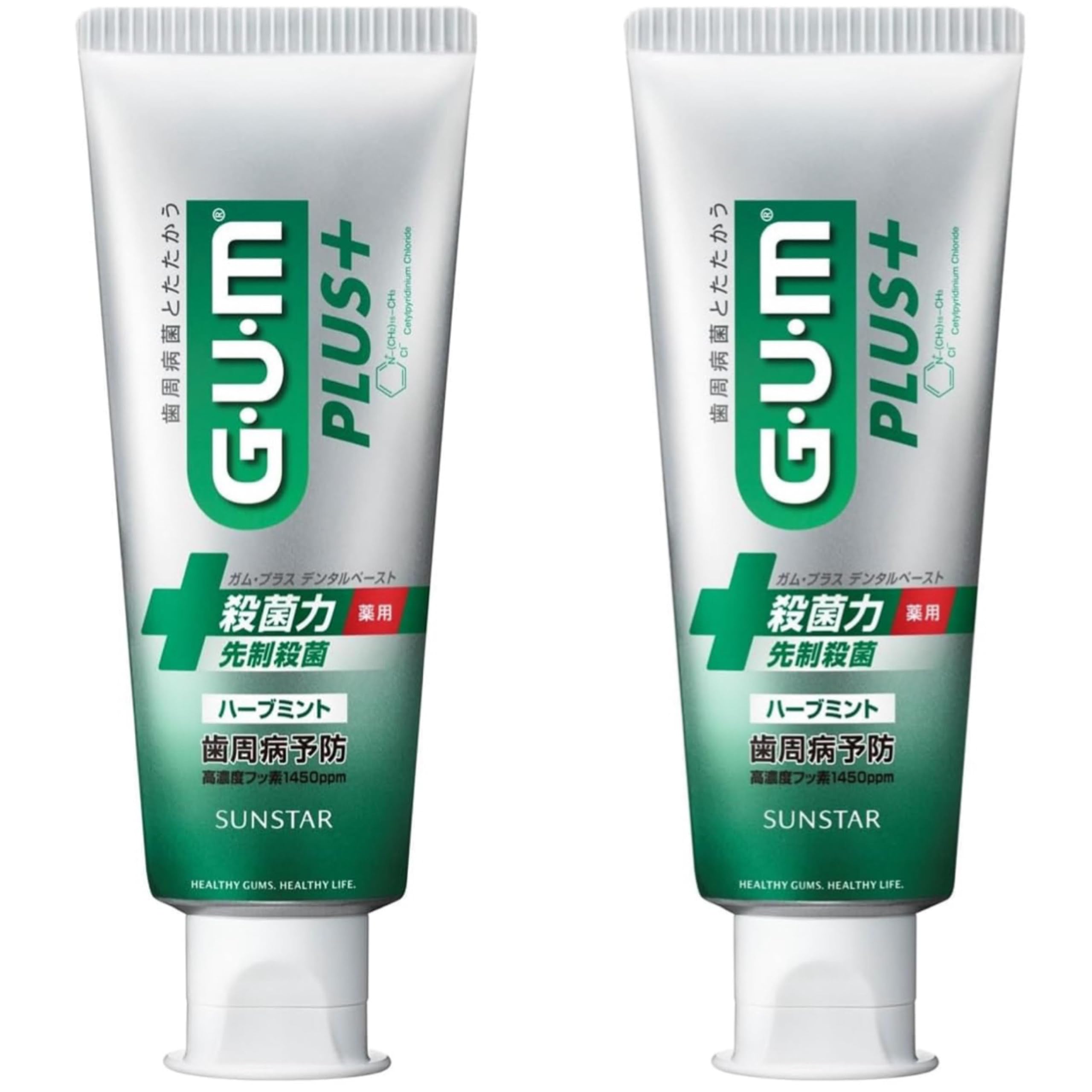 

[Эксклюзив для Amazon.co.jp] [Оптовая покупка 2 шт.] Зубная паста GUM Plus Лечебная зубная паста Травяная мята 120 г x 2