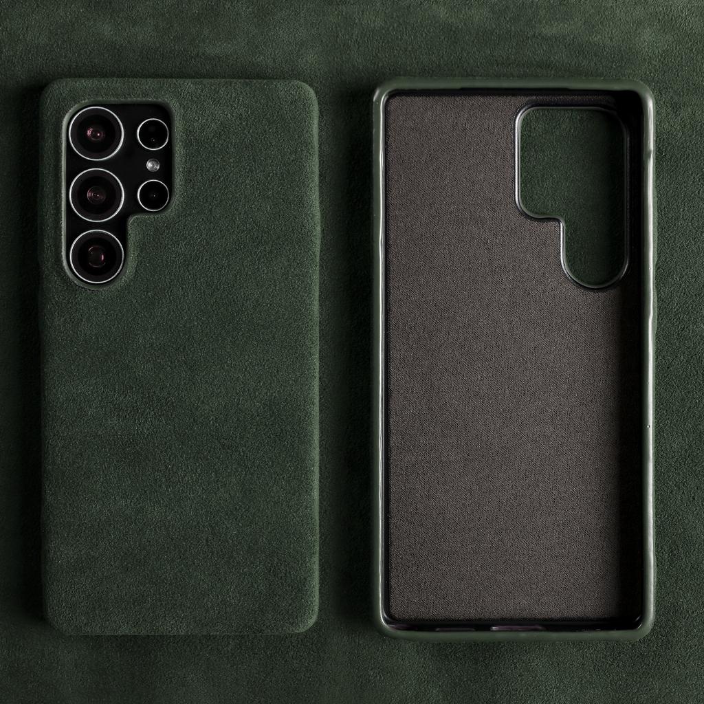 Magnetische Alcantara-Wildleder-Handyhülle für Samsung Galaxy S25 Ultra S24 Plus S23 S22 S21 FE Rundum-Abdeckung mit kabelloser Ladefunktion