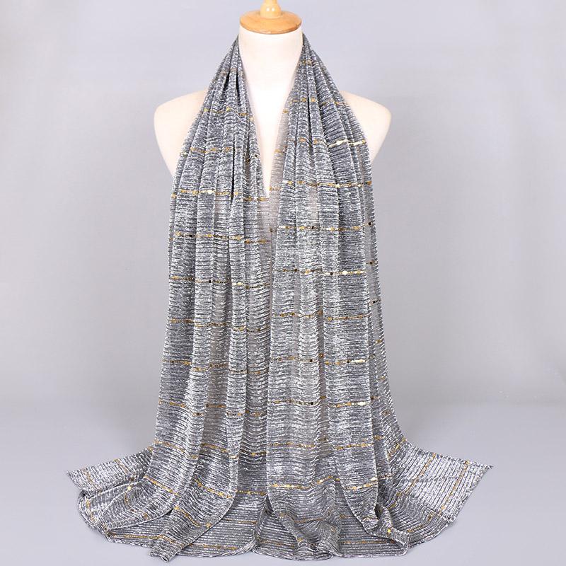 Summer Lurex Glitter Scarf Elegant Lightweight Elastic Shawl For Women Fashion Sparkly Sequined Party Shawls 180*65Cm