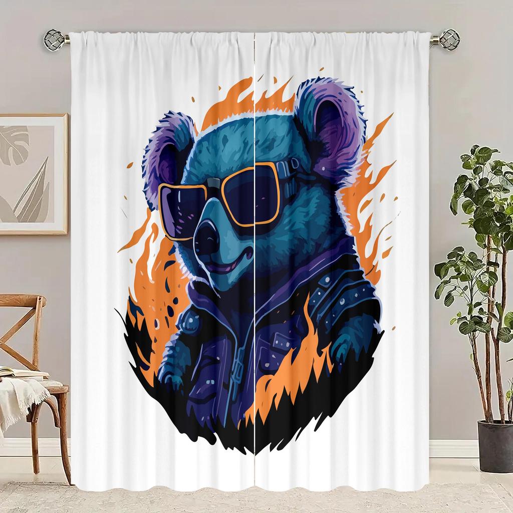 2 Pieces - Customizable Pattern Size - Printed Curtain - Polyester Material - Bedroom, Living Room, Study